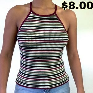 Stripped halter tee